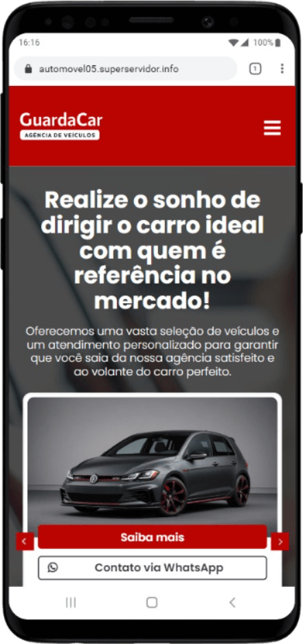 Landing page para agência de veículos